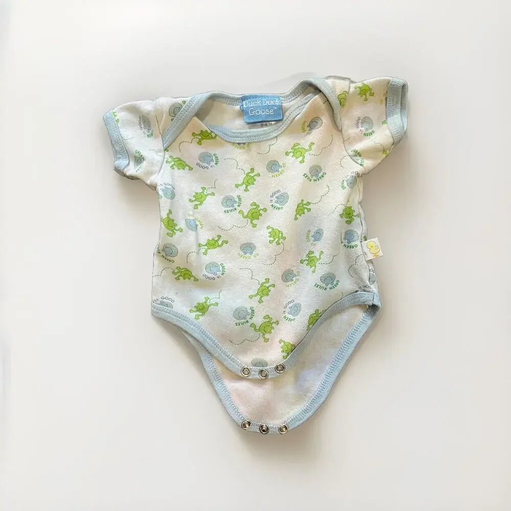 Duck Duck Goose White And Blue 1 Pc Size 3-6 Months boy girl Green Rules